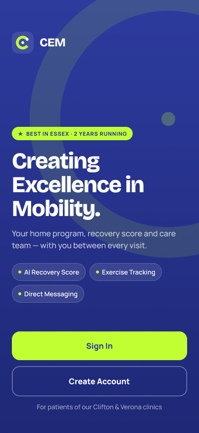 CEM landing screen