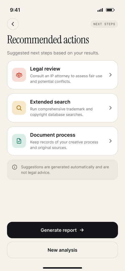 TRACE — Recommended actions